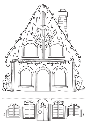 Create Santa House With Surprise Coloring Page